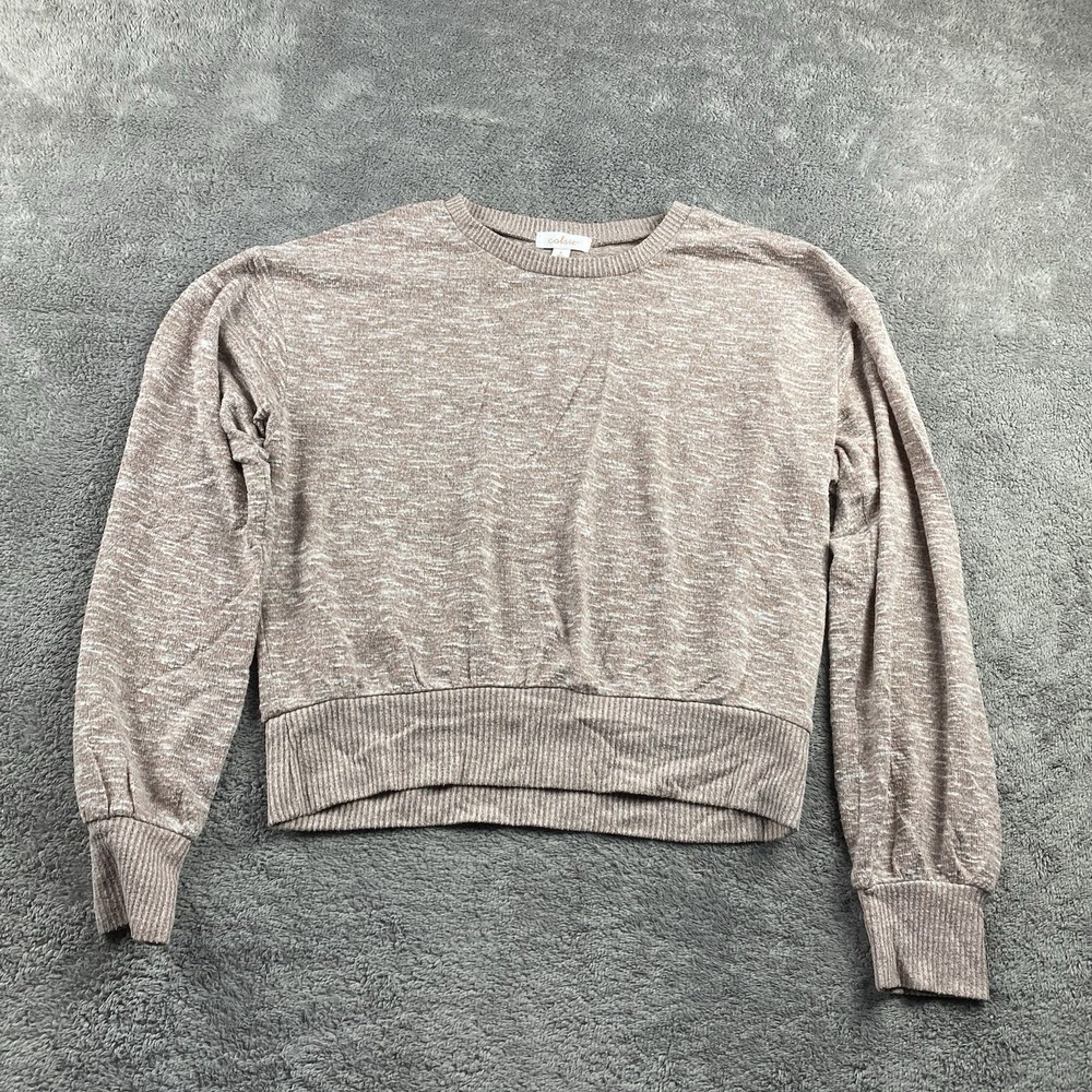 Colsie Cropped sweatshirt Womens Small Beige‎ Pink Heather Long Sleeves